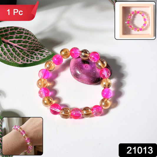 Elegant Dual-tone Crystal Beaded Stretch Bracelet (1 Pc)