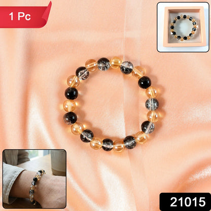 Elegant Dual-tone Crystal Beaded Stretch Bracelet (1 Pc)