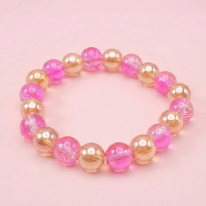 Elegant Dual-tone Crystal Beaded Stretch Bracelet (1 Pc)