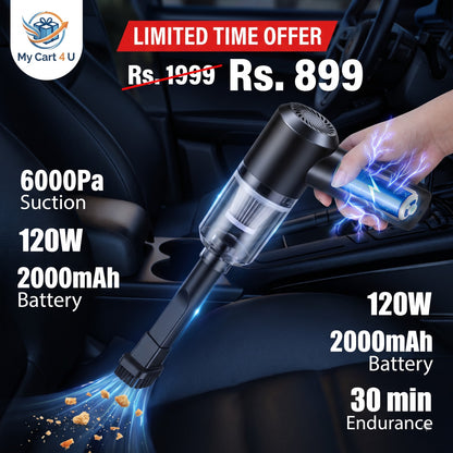 TurboClean Portable Vacuum Cleaner for Car & Home, Powerful Suction