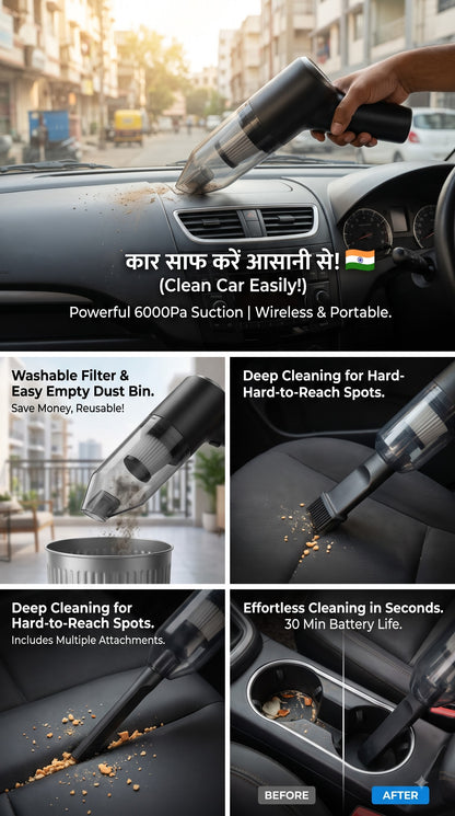 TurboClean Portable Vacuum Cleaner for Car & Home, Powerful Suction