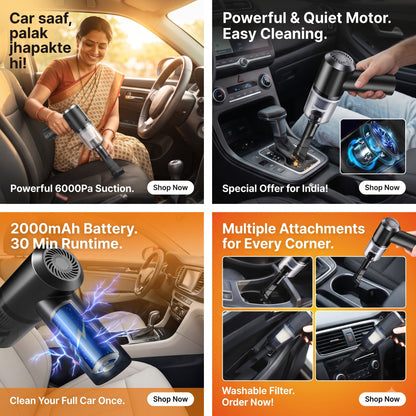 TurboClean Portable Vacuum Cleaner for Car & Home, Powerful Suction