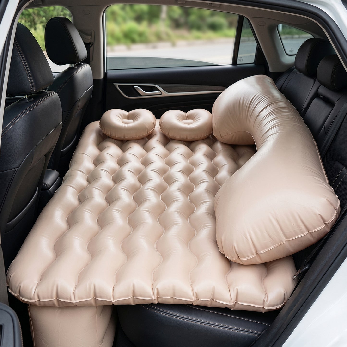 Car Air Mattress Bed Set With Inflatable Pillows And Air Pump For Comfortable Travel Sleeping (1 Set)